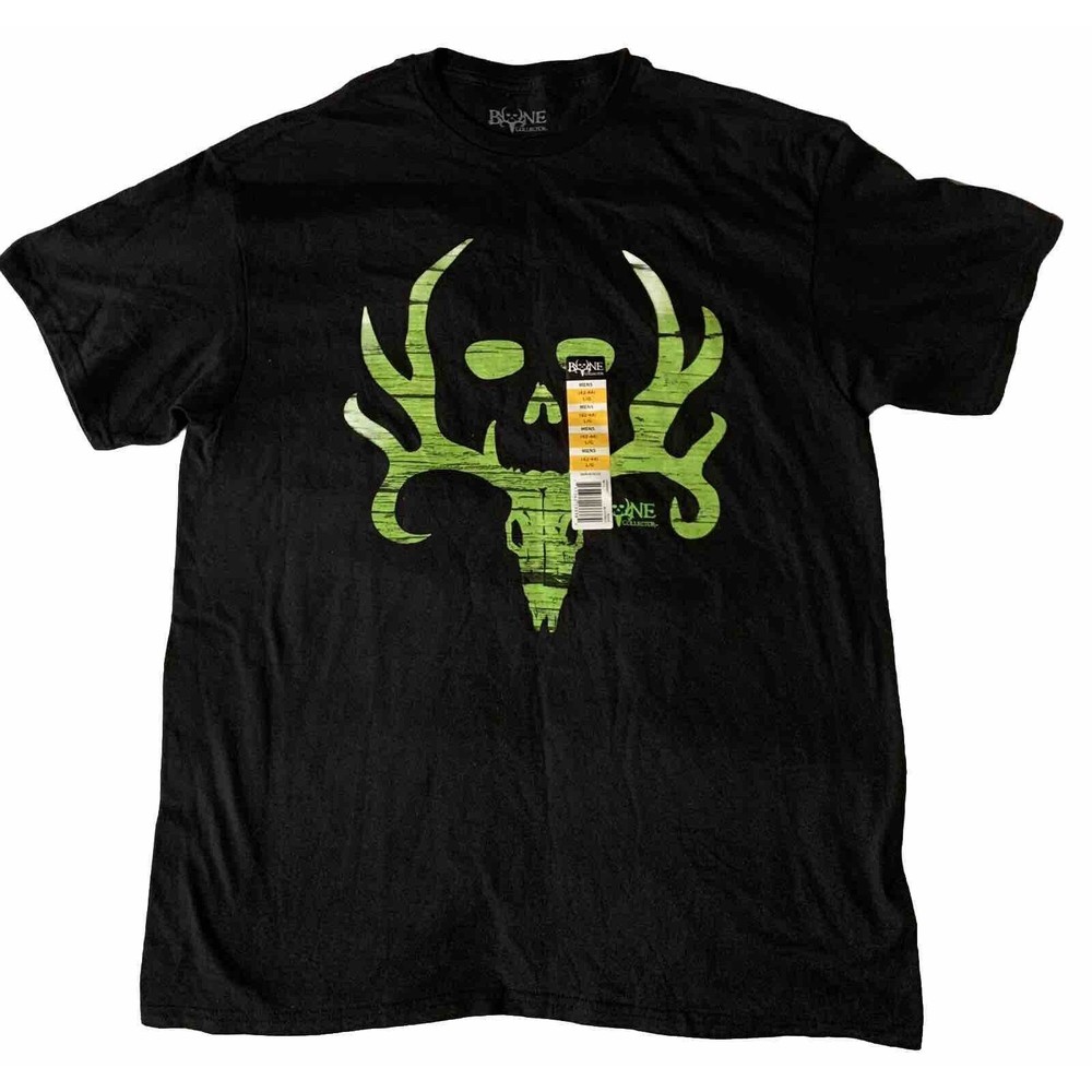 Michael Waddell's Bone Collector Black T-Shirt Size Large Hunter's Skull   NWT